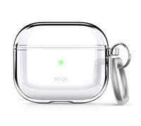 elago Custodia trasparente con moschettone compatibile con AirPods 3, nastro incluso, Ingiallimento ridotto, ricarica wireless disponibile (trasparente)