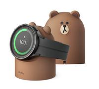 elago | LINE FRIENDS Supporto di Ricarica Compatibile con Samsung Galaxy Watch 8/8 Classic, 7/Ultra, 6/6 Classic, 5/5 Pro (40, 43, 44, 45, 47mm), Modalità Leggio [Cavo di Ricarica Non Incluso] (BROWN)
