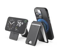 elago Portafoglio Magnetico in Pelle Sintetica Porta Carte - Compatibile con MagSafe e iPhone 17/16/15/14/13/12, Tipo Supporto Regolabile, Multi-Angolo, Meccanismo di Pressione per Carte (Nero)