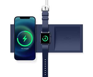 elago Tray Duo Caricatore Wireless Magnetico - Compatibile con MagSafe, iPhone 17/16/15/14/13/12, Tutti i Modelli di Apple Watch, Altri Accessori [Caricatore Non Incluso] (Jin Indaco)
