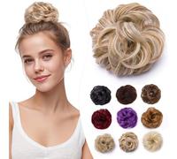 Elailite Chignon Facile Per Capelli Finto Biondo Dorato/Biondo Chiaro, Ciambella Parrucca Coda Corta Accessori Donna Extension Per Capelli Ricci 35g