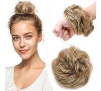 Elailite Chignon Facile Per Capelli Finto Castano Chiaro ombre Biondo Cenere, Ciambella Parrucca Coda Corta Accessori Donna Extension Per Capelli Ricci 35g