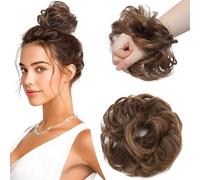 Elailite Chignon Facile Per Capelli Finto Marrone Cioccolato/Biondo Sabbia, Ciambella Parrucca Coda Corta Accessori Donna Extension Per Capelli Ricci 35g