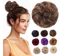 Elailite Chignon Facile Per Capelli Finto Marrone Scuro/Biondo Chiaro, Ciambella Parrucca Coda Corta Accessori Donna Extension Per Capelli Ricci 35g