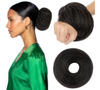 Elailite Chignon Finto Per Capelli Liscio Folto Posticci Capelli Veri Spettinato Con Elastico Hair Bun Extension 45g #1B Nero Naturale