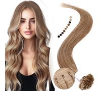 Elailite Extension Capelli Veri Cheratina 1 Grammo #12 Marrone Chiaro, 25 Ciocche 100% Human Hair Indiani 40cm 25g
