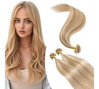 Elailite Extension Capelli Veri Cheratina 100 Ciocche 1 Grammo Balayage Remy Human Hair Umani U Tip Nail Keratin 100g (55cm, 12/#613 Marrone Chiaro/Bleach blonde)
