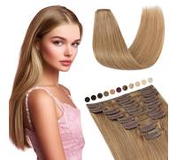 Elailite Extension Capelli Veri Clip #27 Biondo Scuro, 25cm 50g 8 Fasce Singole Intera Testa 100% Remy Human Hair Naturali Lisci