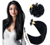 Elailite Extension Cheratina 50 Ciocche Capelli Veri 1 Grammo - 100% Remy Human Hair 50g Keratin Capelli Indiani (55cm #1 Jet Nero)