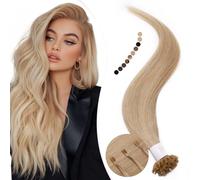 Elailite Extension Cheratina Capelli Veri 1 Grammo Biondi, 25 Ciocche 100% Human Hair Indiani 35cm 20g #24 Biondo Chiaro