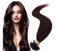 Elailite Extension Cheratina Capelli Veri 1 Grammo Rossi, 25 Ciocche 100% Human Hair Indiani 50cm 25g #99J Vino Rosso