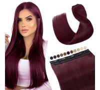 Elailite Extension Clip Capelli Veri Fascia Unica #99J Vino Rosso, Una Ciocca Human Hair Naturali 100% Remy 40g 30cm (Larghezza 22cm)