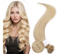 Elailite Extension con Cheratina Capelli Veri 1 Grammo Biondi, 25 Ciocche 100% Human Hair Indiani 60cm 25g #60 Biondo Platino