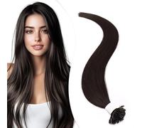 Elailite Extension con Cheratina Capelli Veri 1 Grammo Marrone, 25 Ciocche 100% Human Hair Indiani 60cm 25g #2 Marrone Scuro