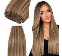 Elailite Extension Matassa Capelli Veri Tessitura Una Ciocca Unprocessed Brazilian Human Hair Lisci 100g 55cm #4 Marrone Cioccolato/#27 Biondo Scuro