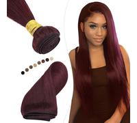 Elailite Extension Tessitura Capelli Veri Matassa #99J Rosso Borgogna Brazilian Bundle Virgin Human Hair Lisci Fascia Unica 100g 40cm
