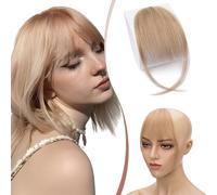 Elailite Frangia Clip Capelli Veri Marrone Castagna Frangetta Finta Sottile con Tempie Posticci Donna Remy Human Hair Fringe Wispy Bangs #6