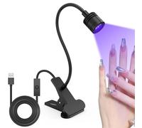 Elalove Lampada UV LED Unghie con Collo d'Oca 5W Regolabile 360 Gradi per Asciugatura Gel con Supporto a Clip e Alimentazione USB