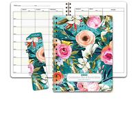 Elan Publishing Company HARDCOVER Combinazione Piano e Libro dei Dischi, 8 Periodi Insegnanti Pianificatore di Lezioni (Teal Floral)