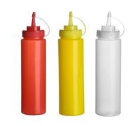 Elandy 3 pezzi vuoti trasparenti ricaricabili in plastica Squeeze salse spezie, dispenser per ketchup, salsa, aceto, crema, miele, condimento per insalata (colore casuale)