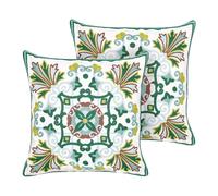 ELANITE Set di 2 cuscini Trama orientale Verde 45 x 45 cm Cotone