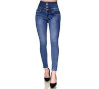 Elara Jeans Elasticizzati Donna Skinny a Vita Alta Chunkyrayan EL60D2 Blau-38 (M)