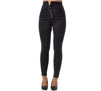 Elara Ladies Jeans Stretch Push Up Chunkyrayan JS999 Schwarz-38 (M)