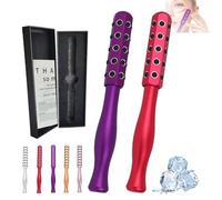 Elarique Face Roller, Elarique Glow Sculpting - Beauty Roller, Facelift Pro Rollers, Uplifting Facial Massaging Beauty Tool, Germanium Stones Face Tool, For Up Lifting And Skin Care (Purple+Red)