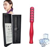 Elarique Glow Sculpting Face Roller - Germanium Stone Beauty Roller for Facelift & Uplift Massage, Cooling Facial Tool with Ergonomic Handle, Portable for Skincare & Sculpting (Red)