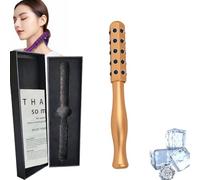 Elarique Glow Sculpting Face Roller - Germanium Stone Beauty Roller for Facelift & Uplift Massage, Cooling Facial Tool with Ergonomic Handle, Portable for Skincare & Sculpting (Gold)