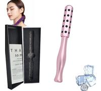 Elarique Glow Sculpting Face Roller - Germanium Stone Beauty Roller for Facelift & Uplift Massage, Cooling Facial Tool with Ergonomic Handle, Portable for Skincare & Sculpting (Pink)