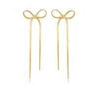 Elarith Orecchini da donna con fiocco e nappa, catena a forma di serpente, gioielli lunghi lineari, in ottone, non c'è