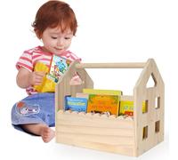 ElasignShopo Libreria Montessori a doppia faccia smerlata per 1-5 anni, carino contenitore per libri, a forma di casa, piccola libreria in legno per cameretta, mobili per la stanza, libreria per