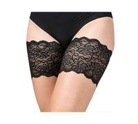 Elastic Anti-Chafing Thigh Bands Silicone Non-slip Lace Sockliner 1 Pair (E, Black)