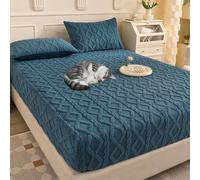 Elastic Bed Sheets, Elastic Bed Sheets Queen Size, Elastic Bed Sheets King Size, Elastic Bedsheet, Elastic Bedsheets Queen Size Bed, Elastic Bed Sheets Quilted (Blue,2*Pillow Cover)