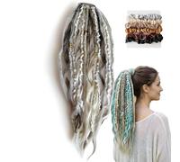Elastic Dread Ponytail, 26cm Boho Dreadlock Ponytail Extension with Hair Tie, Shell and Charm Details, Lightweight Natural Hand-braided Braids Long Ponytails Dreads for Women Men Festival Daily (E1)
