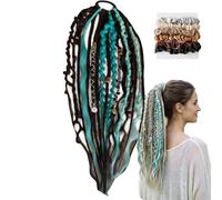 Elastic Dread Ponytail, 26cm Boho Dreadlock Ponytail Extension with Hair Tie, Shell and Charm Details, Lightweight Natural Hand-braided Braids Long Ponytails Dreads for Women Men Festival Daily (G1)