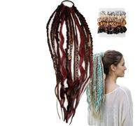 Elastic Dread Ponytail, 26cm Boho Dreadlock Ponytail Extension with Hair Tie, Shell and Charm Details, Lightweight Natural Hand-braided Braids Long Ponytails Dreads for Women Men Festival Daily (N1)