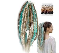 Elastic Dread Ponytail, 26cm Boho Dreadlock Ponytail Extension with Hair Tie, Shell and Charm Details, Lightweight Natural Hand-braided Braids Long Ponytails Dreads for Women Men Festival Daily (C1)