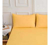 Elastic Lenzuolo sotto Coprimaterasso Tinta Unita, Chickw11 100% Poliestere Materiale per Lenzuolo profondità 27cm - Letto Singolo Doppio - Vari Stile (2 Federe(48x74 cm),Giallo Acceso)