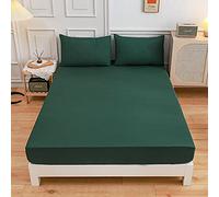 Elastic Lenzuolo sotto Coprimaterasso Tinta Unita, Chickwin 100% Poliestere Materiale per Lenzuolo profondità 27cm - Letto Singolo Doppio - Vari Stile (180x200x27cm,Verde Scuro)