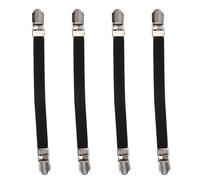 Elastic Sheet Straps 4 Pack | Crisscross Design Grips Mattress Corners | Fitted Sheet Holder for Bed/Crib/Sofa | Adjustable Double Head Clips, No Slip All Night (Black)