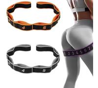 Elastic Tension Band, Numbered Resistance Bands for Working Out - 8 Segment Yoga Stretching Strap with Handles, Multi-loop Exercise Bands for Dance, Pilates & Physical Therapy (D)