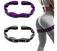 Elastic Tension Band, Numbered Resistance Bands for Working Out - 8 Segment Yoga Stretching Strap with Handles, Multi-loop Exercise Bands for Dance, Pilates & Physical Therapy (A)