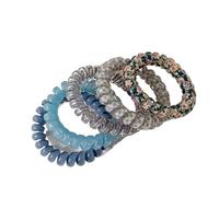 Elastici a Spirale per Capelli 5 pz/set Cavo Telefonico Scrunchies Legami Dei Capelli A Spirale Sfumatura di Colore Stampa A Scacchi Del Telefono Fascia Elastica Accessori for(3)