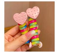 Elastici Capelli a Spirale 2 pezzi ragazze fasce elastiche in gomma for bambini filo telefonico fascette for capelli spirale for corda for coda di cavallo accessori for(Pink heart)