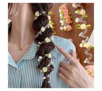 Elastici Capelli a Spirale Fascia for linea telefonica con perline di rosa for capelli coda cavallo legata affascinante Treccia for for Elastico ad alta elasticità Copricapo perle(Style-01)