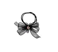 Elastici Capelli Anello Per Capelli Con Fiore In Rete Legato Con Corda Per Capelli Copricapo Accessori Per Capelli A Cavallo Scrunchies Per Capelli(Black)