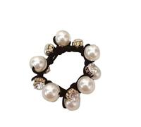 Elastici capelli con perle 2 fascette for capelli con tesa di perle for donna, elastici strass glitterati, corda stile retrò(Black)