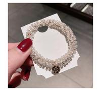 Elastici capelli con perle Ladies Pearl Multicolor Beads Hair Tie Elastic Rope Simple Metal Sheets Scrunchies Ponytail Headdress(C)